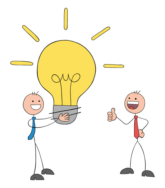 商人Stickman给出了他的意见，另一个人很喜欢，竖起了大拇指，手绘出了漫画的轮廓矢量图图片下载