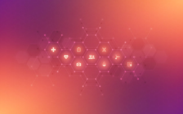 用平面图标和符号说明医疗保健和技术概念。面向医疗企业、创新医药、医药行业、科学、医学研究的模板设计图片下载