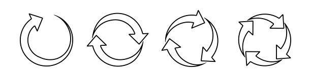 一组圆箭头矢量图标图片下载