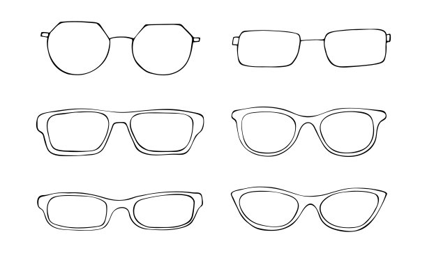 黑色素描时尚眼镜图标集图片下载