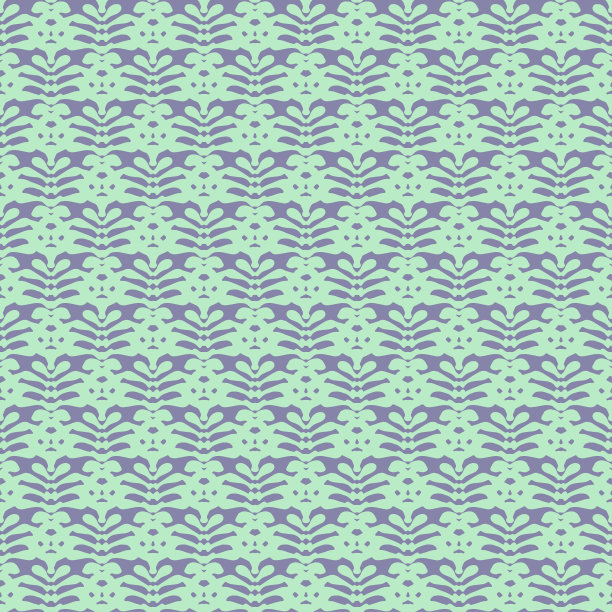 瓷砖浅绿色抽象花卉装饰在浅蓝色的背景上，矢量图案图片下载