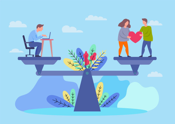 卡通色彩人物人物工作与生活平衡的理念。向量图片下载