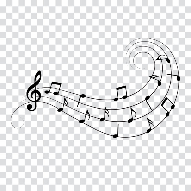 音乐音符漩涡，音乐设计元素，矢量插图。图片下载