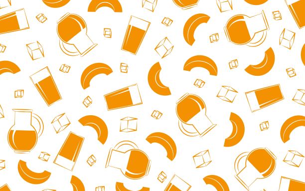 食物和饮料。样本。轮廓。盛有南瓜汁、南瓜片和冰块的水罐和玻璃杯。图片下载