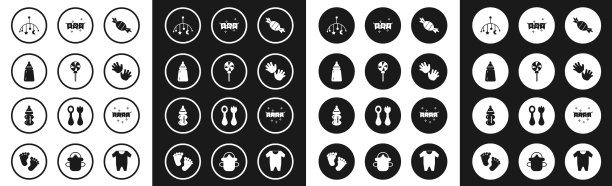 设置糖果棒棒糖婴儿奶瓶婴儿床挂图片下载