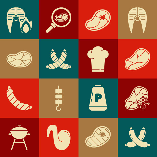 设置交叉香肠新鲜冷冻牛排肉图片下载