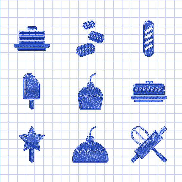 设置蛋糕打蛋器和擀面杖棒棒糖图片下载