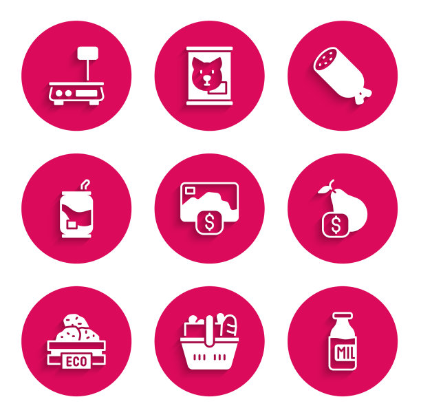 设置信用卡购物篮和食品瓶图片下载