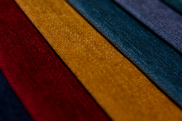 家具面料样品。多色织物纹理背景。绒布。图片下载