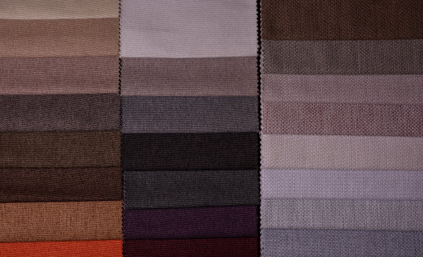 家具面料样品。多色织物纹理背景。图片下载