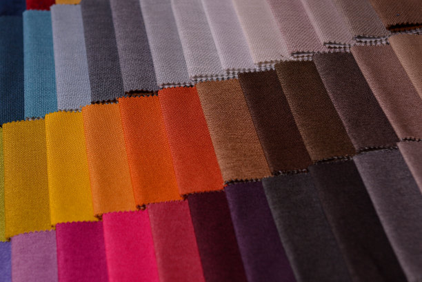 家具面料样品。多色织物纹理背景。图片下载