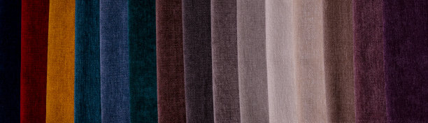家具面料样品。多色织物纹理背景。绒布。横幅图片下载