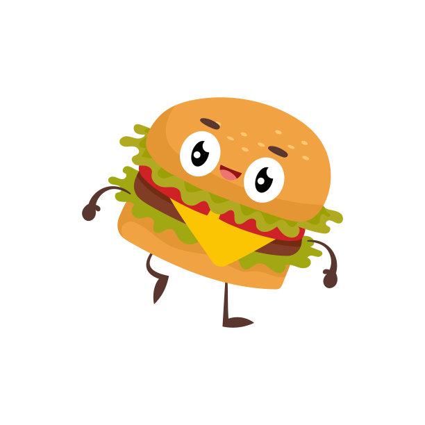 可爱有趣的汉堡包的卡通插图。食品概念图。图片下载