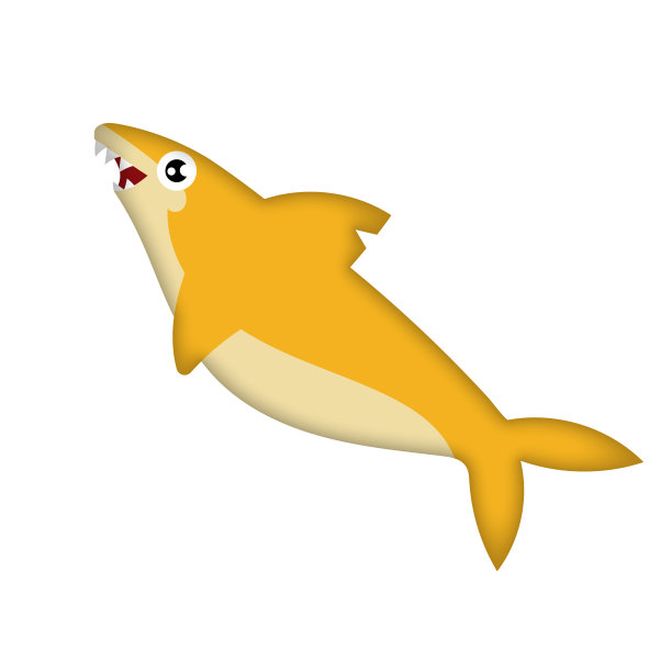 有趣，快乐的鲨鱼卡通插图图片下载