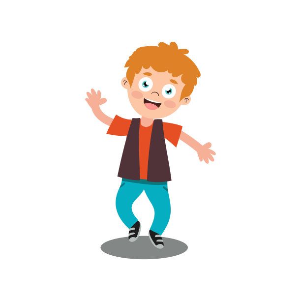 欢快快乐的小男孩高兴地跳着图片下载