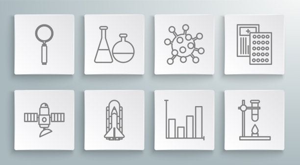 设置线卫星试管和烧瓶化学品图片下载