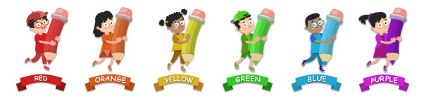 彩色蜡笔和快乐的孩子图片下载