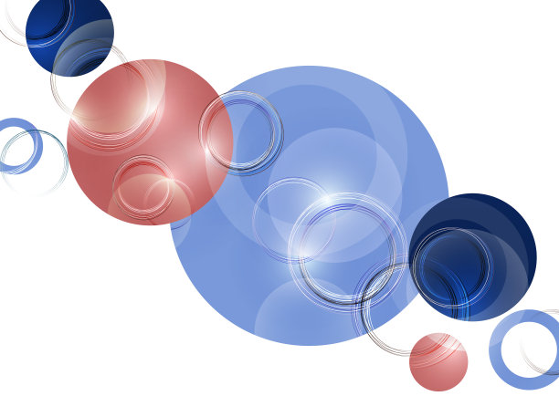 圆形设计背景与重叠的圆形图案。带彩色圆圈的横幅。向量图片下载