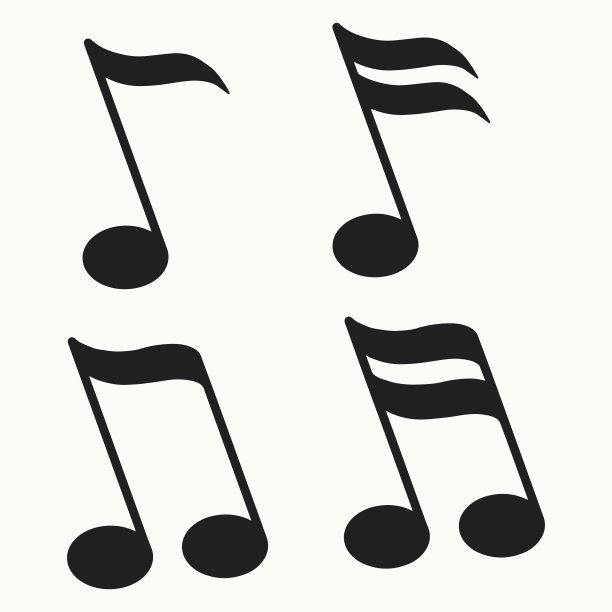 一组旋律符号在孤立的背景上图片下载