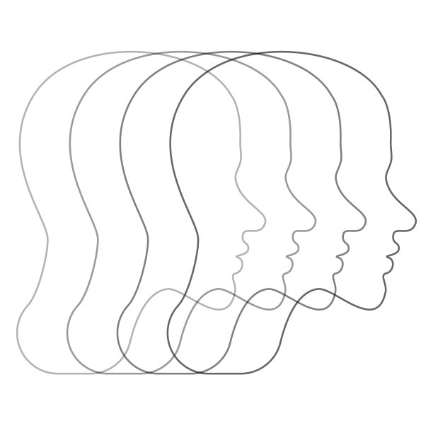 轮廓人头图形图标。在白色背景上孤立的人头标志。轮廓剖面符号。矢量插图。图片下载