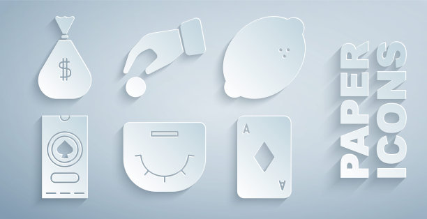 设置扑克桌，赌场老虎机与柠檬，扑克锦标赛邀请，打牌钻石，手握赌场筹码和钱袋图标。向量图片下载