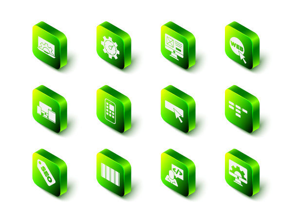 设置网站统计，UI或UX设计，图形，网站地图，开发，前端和调色板指南图标。向量图片下载