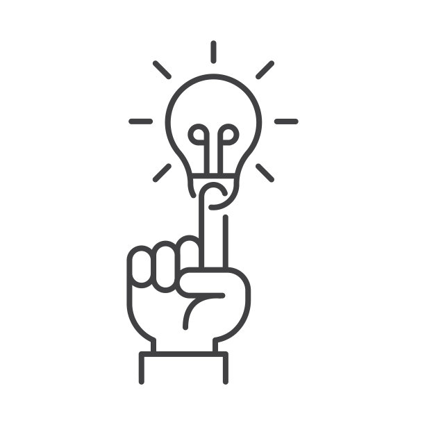 有创意的概念，生意，手指点向上的灯泡。矢量图标模板图片下载