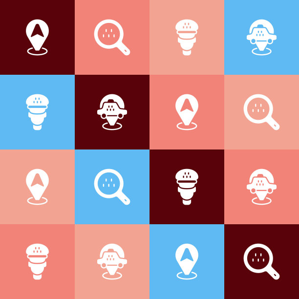 设置流行艺术定位出租车，搜索，出租车司机和图标。向量图片下载