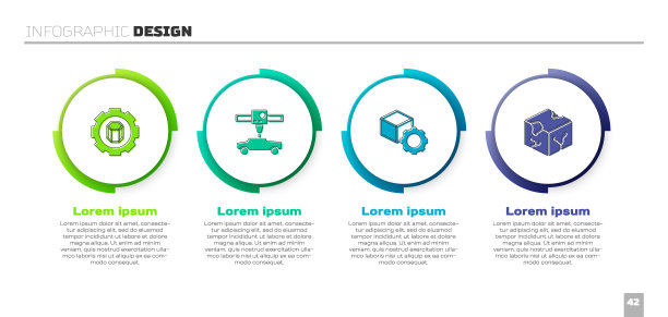 设置3D打印机设置，汽车，等距立方体和。业务信息模板。向量图片下载