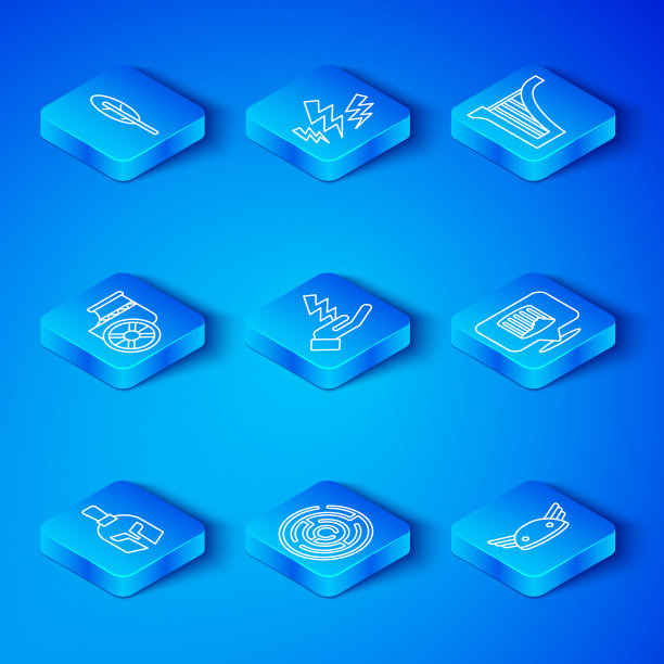 设置线希腊头盔，宙斯，米诺陶洛斯迷宫，古代柱，竖琴，战车，羽毛笔和头盔的翅膀图标。向量图片下载