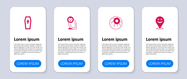 设置快乐的万圣节节日，眼睛，猫头鹰鸟和棺材与基督教十字架。业务信息模板。向量图片下载