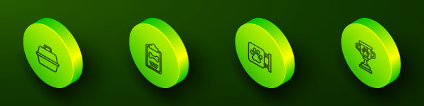 设置等距线宠物携带箱，临床记录宠物，兽医诊所和奖励图标。向量图片下载