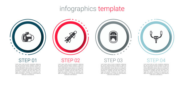设置喷气发动机涡轮，火箭，飞机窗户和飞机舵机。业务信息模板。向量图片下载
