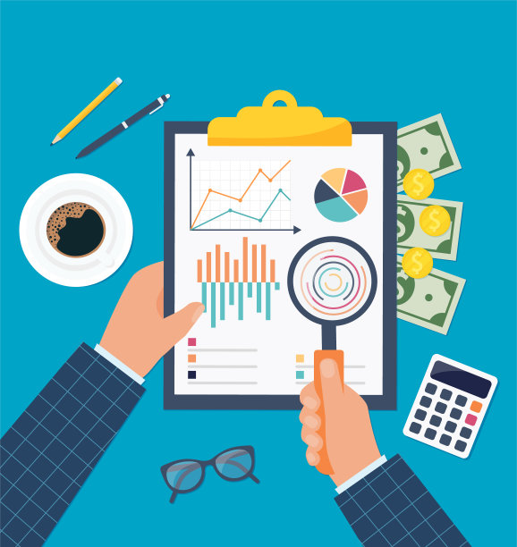 财务报告。审计税务。金融市场分析。矢量插图网页，移动应用程序在平面设计。图片下载