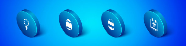 设置等距念珠宗教，复活节彩蛋，日历和图标。向量图片下载