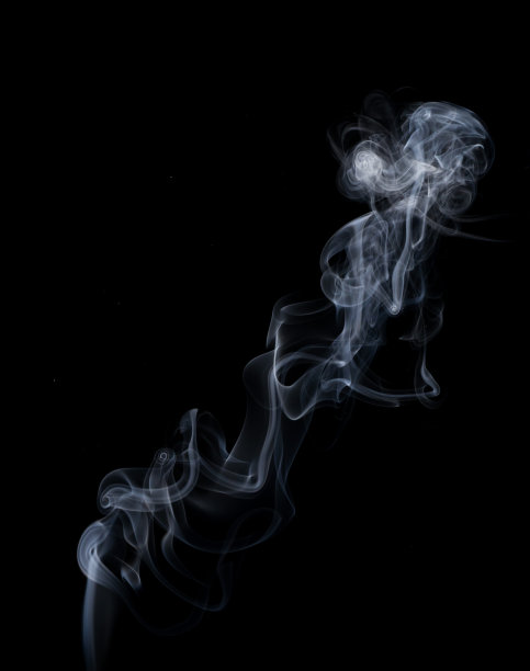 黑背景上的白烟，烟的运动。孤立。图片下载