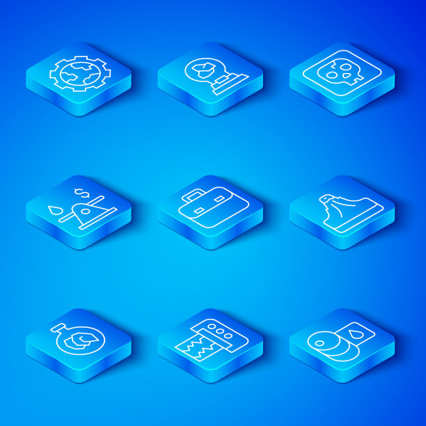 集矿物、岩石、公文包、地震仪、火山、考古、石油货币、齿轮、地球和桶石油图标为一体的展览线。向量图片下载