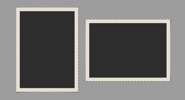 两张华丽的老照片。旧相框。三维逼真矢量插图图片下载