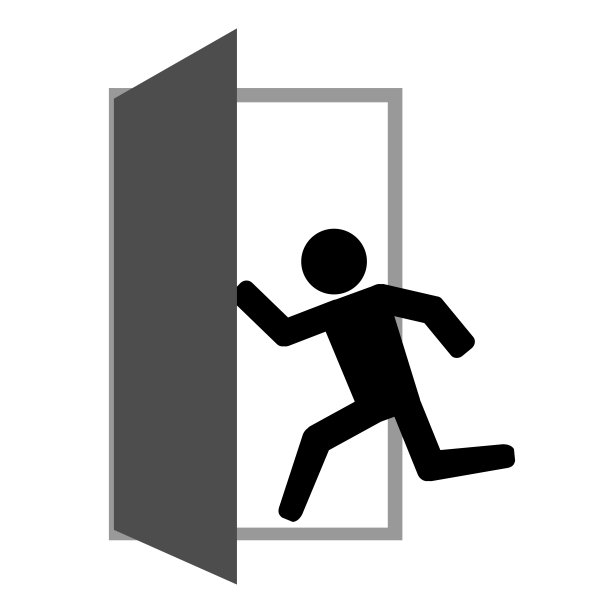 绿色紧急出口标志为白色。图片下载