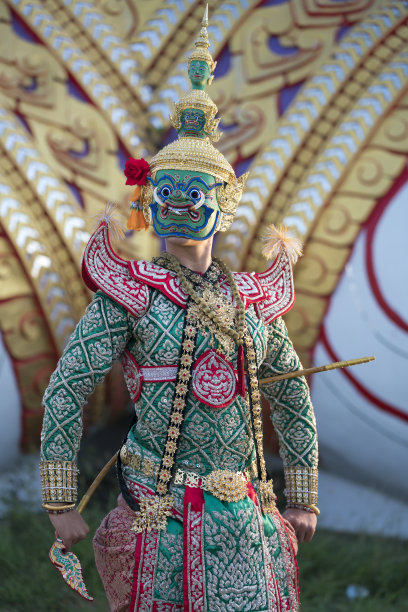 泰国文化舞蹈艺术在蒙面昆。土坂，罗摩衍那诗的主角。图片下载