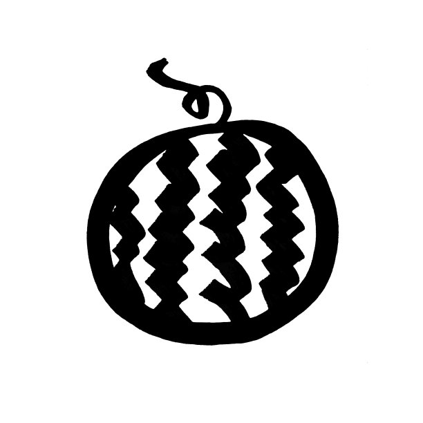 夏季西瓜线标记绿色笔画图案水彩图片下载