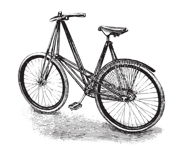 旧自行车-复古插图图片下载