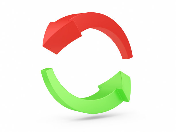 3d渲染红色和绿色箭头圈概念孤立的白色背景股票照片图片下载