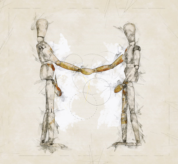 插图木制假人握手示意图图片下载