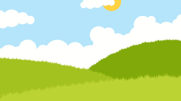 绿色草地与白云夏季绿色景观背景插图图片下载