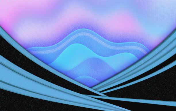 蓝色和粉红色柔和柔和和黑色曲线线条背景。图片下载