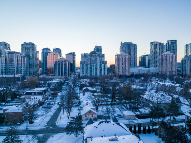 俯视图夜景照片，北约克加拿大多伦多图片下载