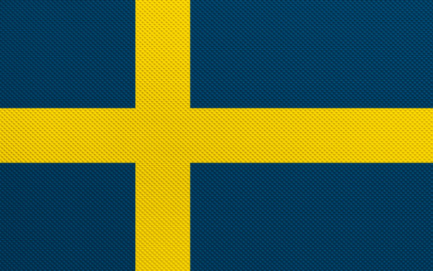 瑞典国旗用金属铸成，工业风格图片下载