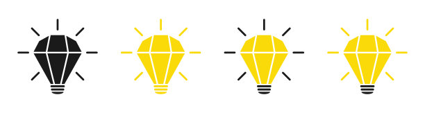 灯的图标集。好主意。创意灯图标收集。平面样式-股票向量图片下载