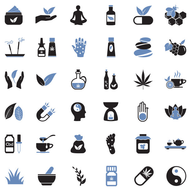 替代医学图标。双色调平面设计。矢量插图。图片下载